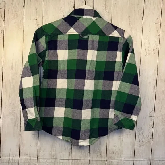 Weatherproof Vintage Women's Size M Blue Green Plaid Long Sleeve Flannel Shirt - Picture 5 of 7